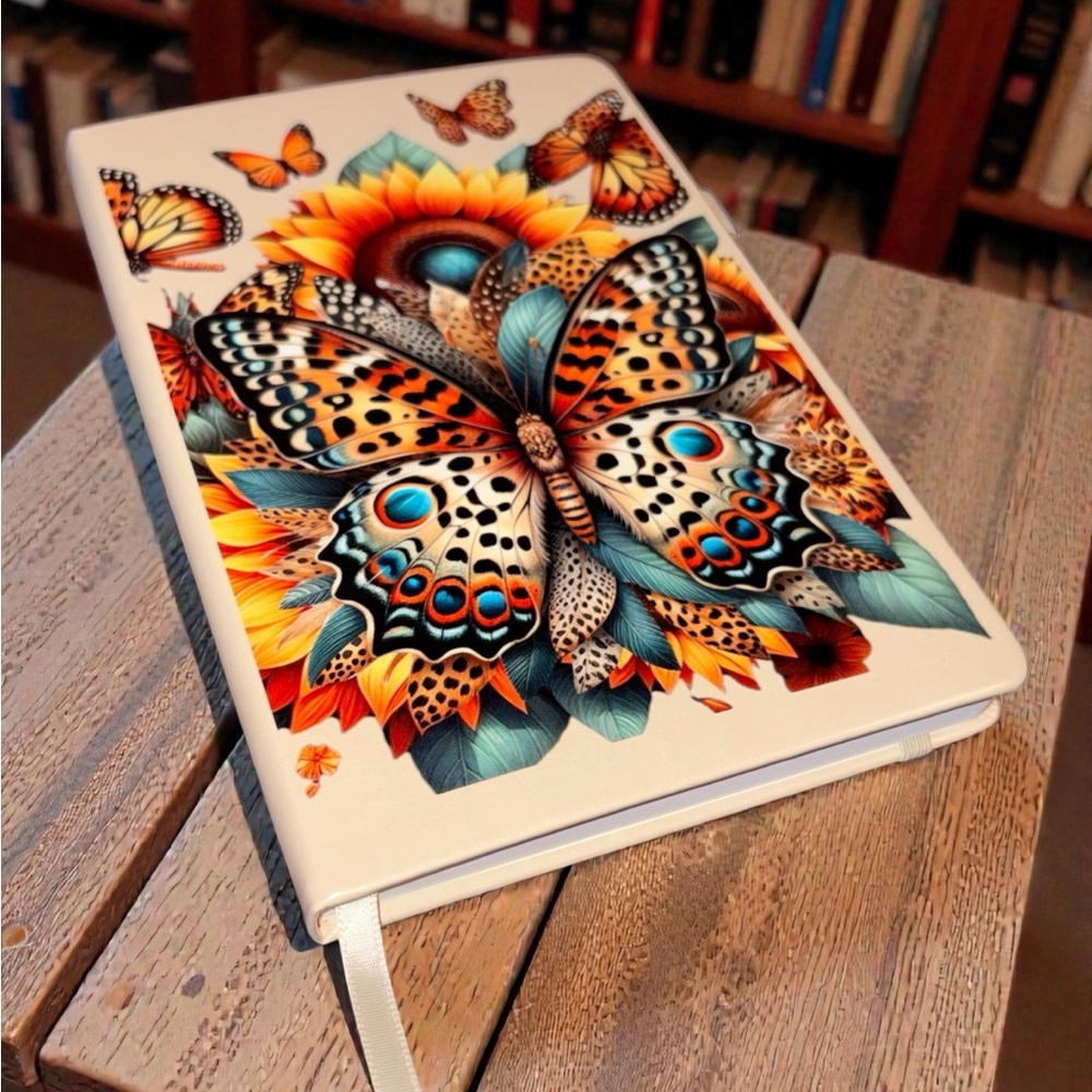 Tan Floral Butterfly Notebook